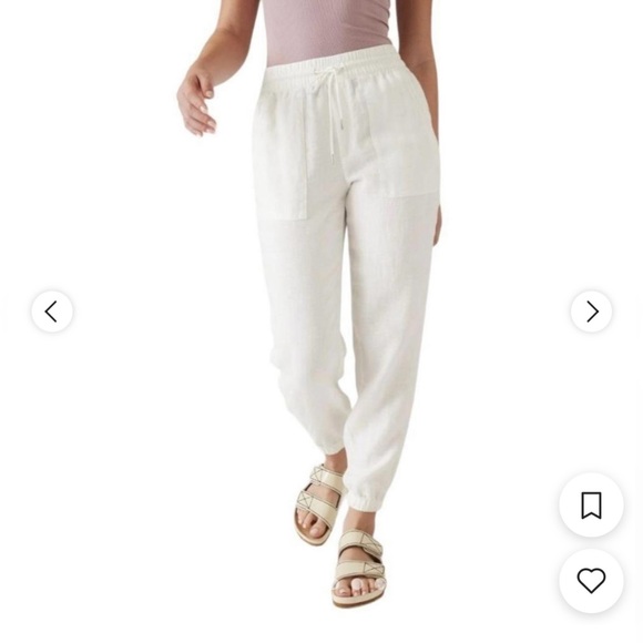 Athleta Pants - Athleta white linen jogger pants